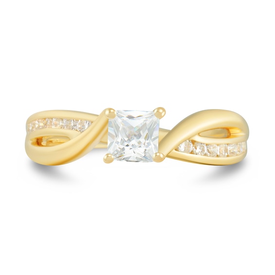 3/4 CT. T.w. Princess-Cut Diamond Twist Shank Engagement Ring in 14K Gold