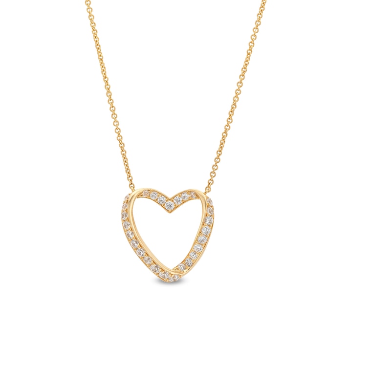 Main Image 1 of 1/2 CT. T.W. Certified Lab-Grown Diamond Ribbon Twist Heart Necklace in 14K Gold (F/SI2)