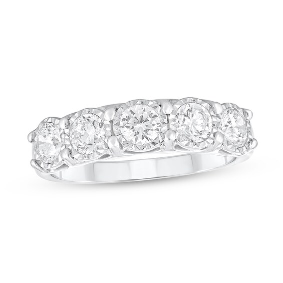 1 CT. T.w. Diamond Miracle Five Stone Anniversary Band in 10K White Gold