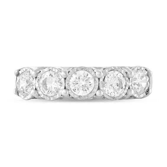 1 CT. T.w. Diamond Miracle Five Stone Anniversary Band in 10K White Gold