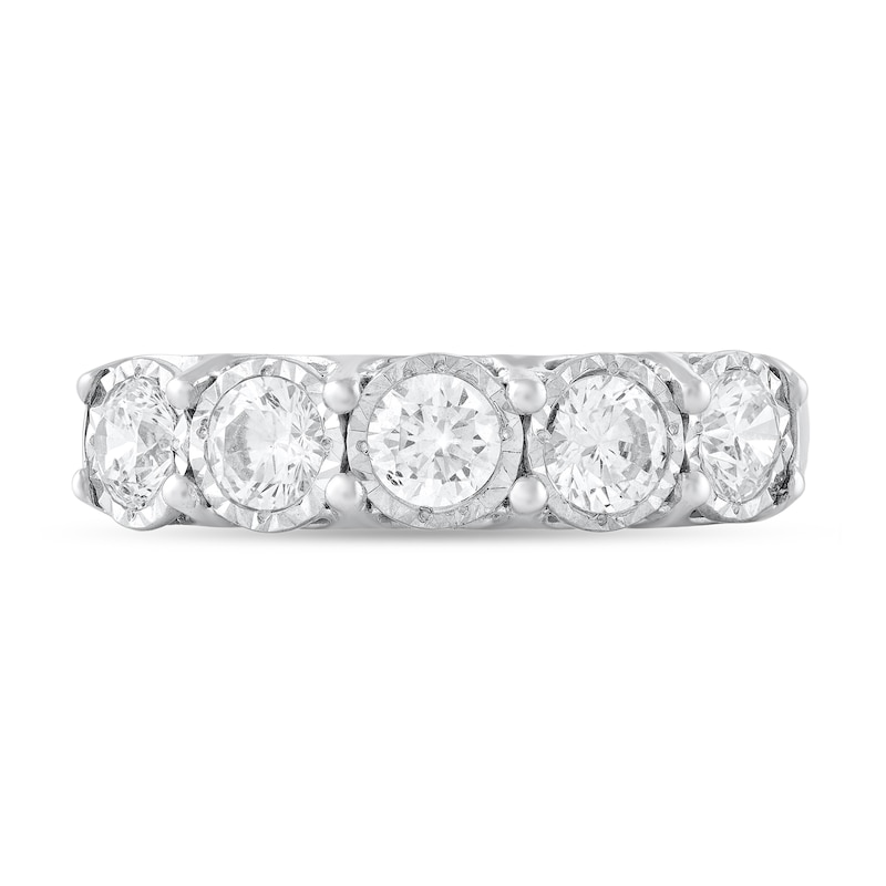 Main Image 3 of 1 CT. T.W. Diamond Miracle Five Stone Anniversary Band in 10K White Gold