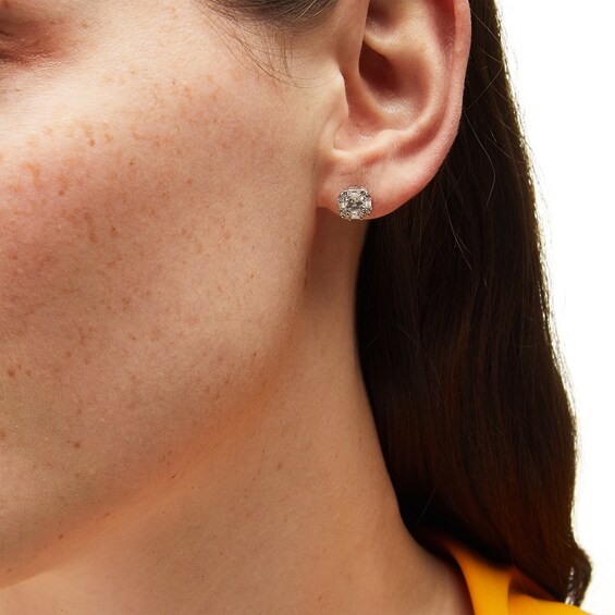 1 CT. T.w. Certified Lab-Grown Diamond Cushion-Shaped Frame Stud Earrings in 14K White Gold (F/Si2)