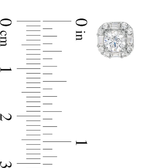 1 CT. T.w. Certified Lab-Grown Diamond Cushion-Shaped Frame Stud Earrings in 14K White Gold (F/Si2)