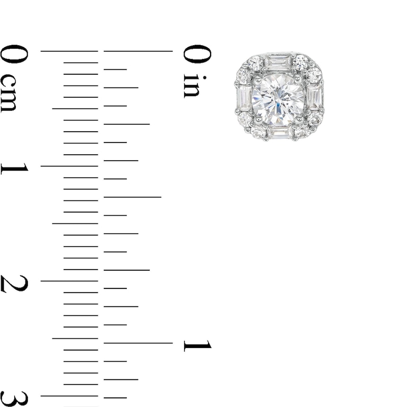 1 CT. T.W. Lab-Created Diamond Cushion-Shaped Frame Stud Earrings in 14K White Gold (F/SI2)