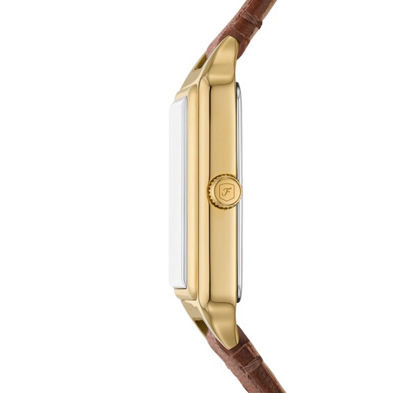Ladies’ Fossil Raquel Gold-Tone IP Watch with Rectangular Grey Dial (Model: Es5303)