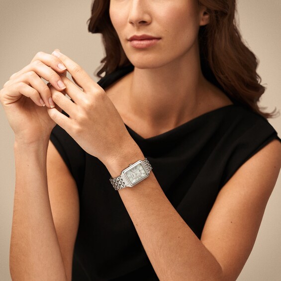 Ladiesâ Fossil Raquel Crystal Accent Watch with Rectangular Mother-of-Pearl Dial (Model: Es5306)