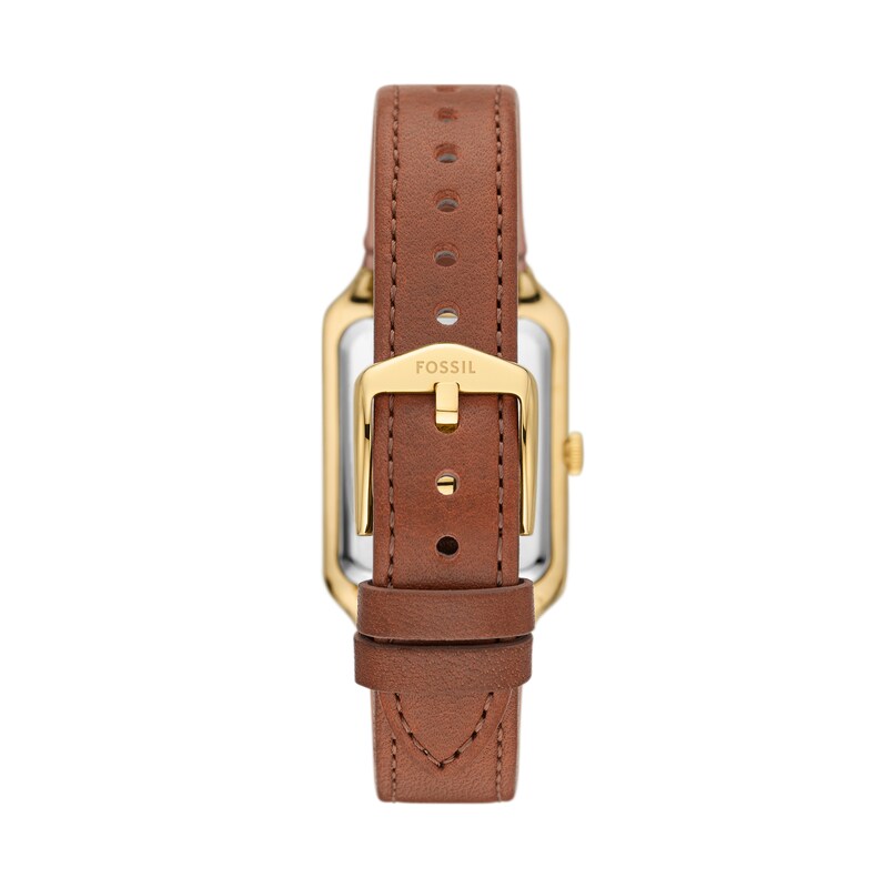 Main Image 2 of Ladies’ Fossil Raquel Crystal Accent Gold-Tone IP Strap Watch with Rectangular Mother-of-Pearl Dial (Model: ES5307)