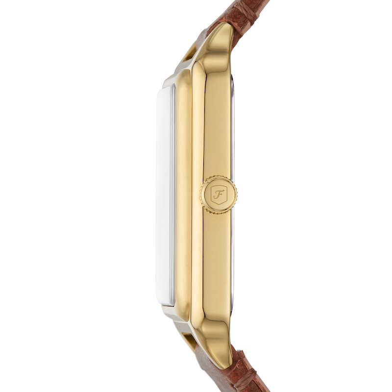 Main Image 3 of Ladies’ Fossil Raquel Crystal Accent Gold-Tone IP Strap Watch with Rectangular Mother-of-Pearl Dial (Model: ES5307)