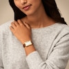Thumbnail Image 4 of Ladies’ Fossil Raquel Crystal Accent Gold-Tone IP Strap Watch with Rectangular Mother-of-Pearl Dial (Model: ES5307)