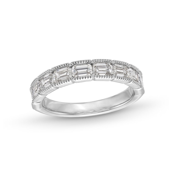 1-3/8 CT. T.w. Emerald-Cut Certified Lab-Grown Diamond Vintage-Style Anniversary Band in 14K White Gold (F/Vs2)