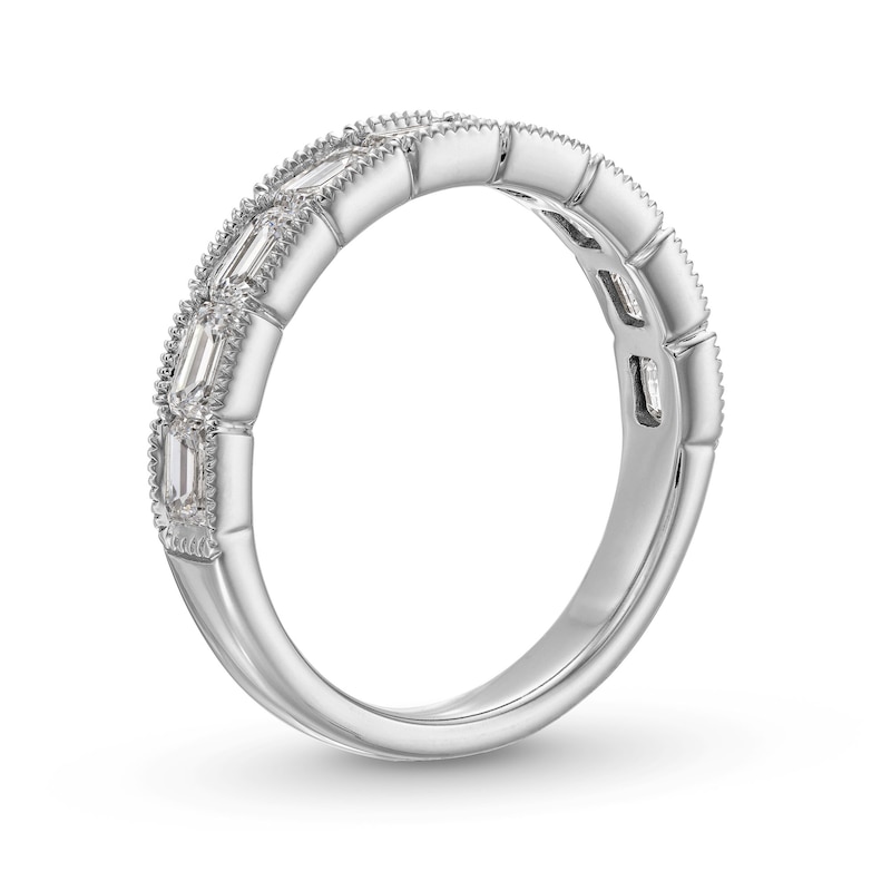 Main Image 3 of 1-3/8 CT. T.W. Emerald-Cut Certified Lab-Created Diamond Vintage-Style Anniversary Band in 14K White Gold (F/VS2)
