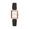Thumbnail Image 1 of Ladies’ Fossil Raquel Rose-Tone IP Black Leather Strap Watch with Rectangular White Dial (Model: ES5310)