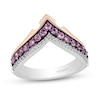 Thumbnail Image 0 of Enchanted Disney Aurora Pink Lab-Created Sapphire and Diamond Chevron Crown Ring in Sterling Silver and 10K Rose Gold