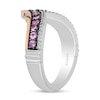 Thumbnail Image 1 of Enchanted Disney Aurora Pink Lab-Created Sapphire and Diamond Chevron Crown Ring in Sterling Silver and 10K Rose Gold