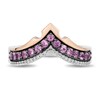 Thumbnail Image 3 of Enchanted Disney Aurora Pink Lab-Created Sapphire and Diamond Chevron Crown Ring in Sterling Silver and 10K Rose Gold