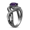 Thumbnail Image 2 of Enchanted Disney Villains Ursula Oval Amethyst and 1/5 CT. T.W. Diamond Eel Bypass Twist Ring in Sterling Silver