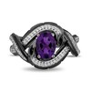 Thumbnail Image 4 of Enchanted Disney Villains Ursula Oval Amethyst and 1/5 CT. T.W. Diamond Eel Bypass Twist Ring in Sterling Silver