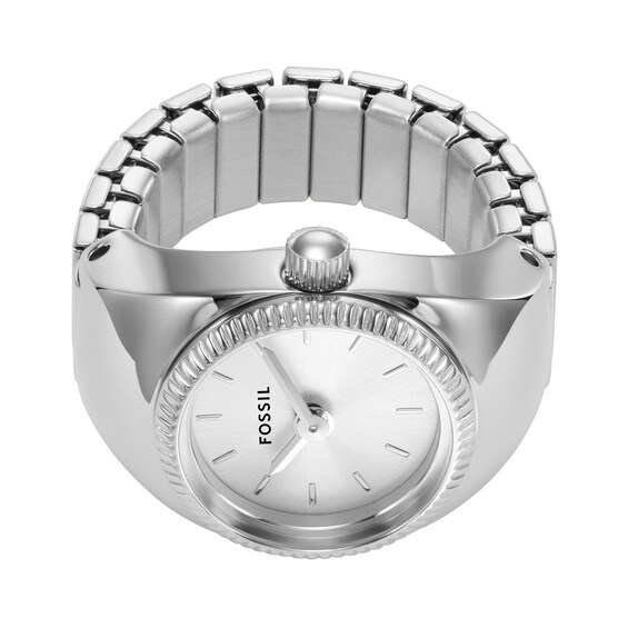 Ladiesâ Fossil Ring Watch with Silver-Tone Sunray Dial (Model: Es5245)