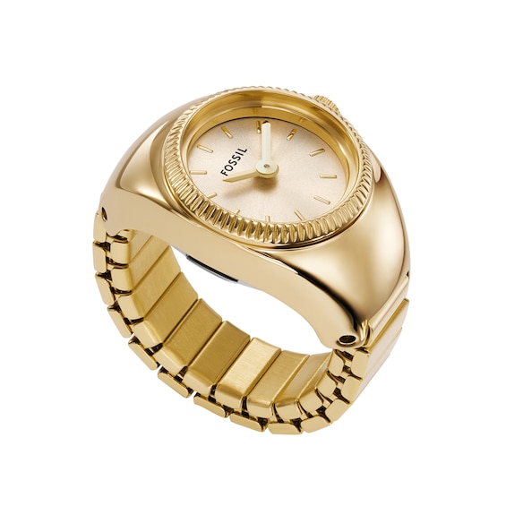 Ladiesâ Fossil Gold-Tone IP Ring Watch with Gold-Tone Sunray Dial (Model: Es5246)