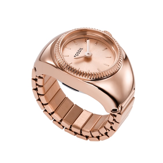 Ladiesâ Fossil Rose-Tone IP Ring Watch with Rose-Tone Sunray Dial (Model: Es5247)
