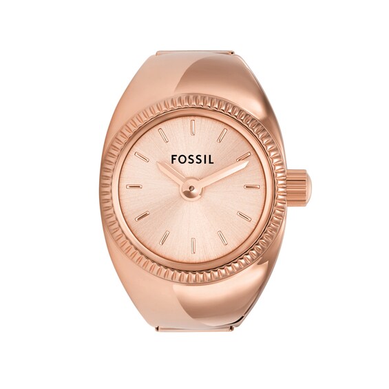 Ladiesâ Fossil Rose-Tone IP Ring Watch with Rose-Tone Sunray Dial (Model: Es5247)