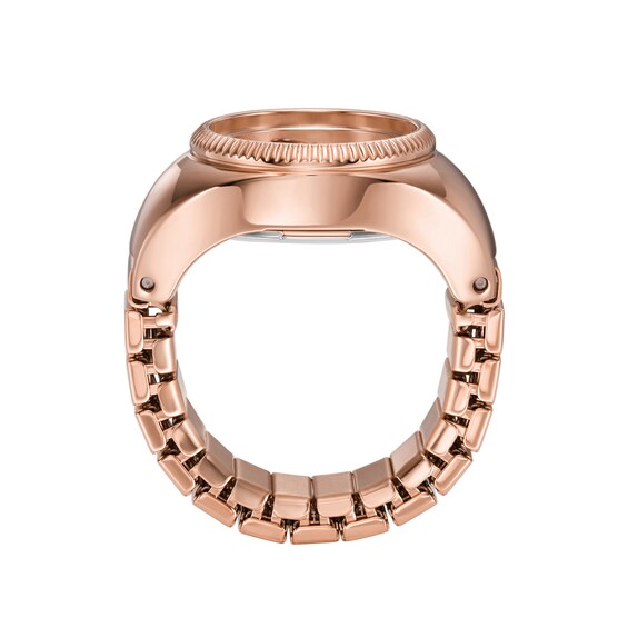 Ladiesâ Fossil Rose-Tone IP Ring Watch with Rose-Tone Sunray Dial (Model: Es5247)