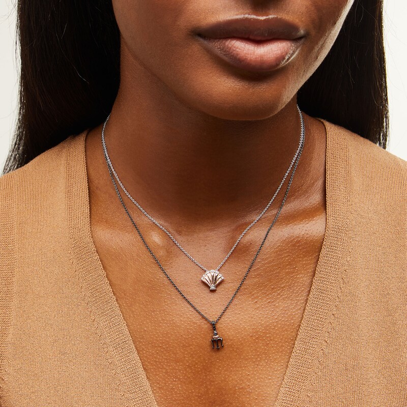 Main Image 2 of Enchanted Disney Amethyst and Diamond Seashell and Trident Two Piece Pendant Set in Sterling Silver and 10K Rose Gold