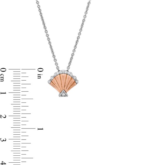 Enchanted Disney Amethyst and Diamond Seashell and Trident Two Piece Pendant Set in Sterling Silver and 10K Rose Gold