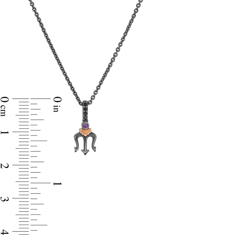 Main Image 6 of Enchanted Disney Amethyst and Diamond Seashell and Trident Two Piece Pendant Set in Sterling Silver and 10K Rose Gold