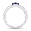 Thumbnail Image 3 of Enchanted Disney Villains Ursula Oval Amethyst and 1/5 CT. T.W. Diamond Coral Open Shank Ring in Sterling Silver