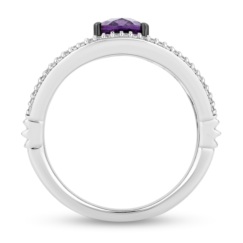 Enchanted Disney Villains Ursula Oval Amethyst and 1/5 CT. T.W. Diamond Coral Open Shank Ring in Sterling Silver