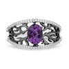 Thumbnail Image 3 of Enchanted Disney Villains Ursula Oval Amethyst and 1/5 CT. T.W. Diamond Coral Open Shank Ring in Sterling Silver