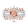 Thumbnail Image 2 of Enchanted Disney Belle 1/5 CT. T.W. Diamond Rose and Crown Three Piece Ring Set in Sterling Silver and 10K Rose Gold