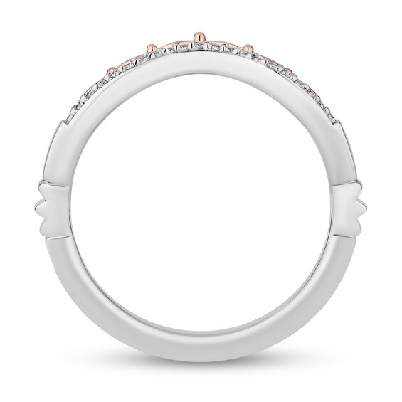 Enchanted Disney Belle 1/5 CT. T.w. Diamond Rose and Crown Three Piece Ring Set in Sterling Silver and 10K Rose Gold