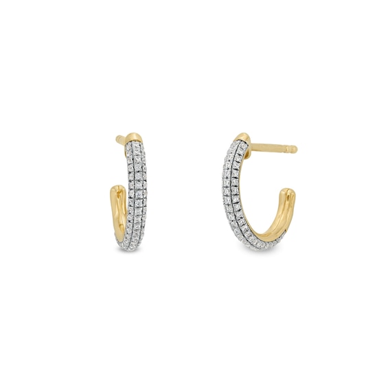 1/8 CT. T.w. Diamond Multi-Row J-Hoop Earrings in 10K Gold