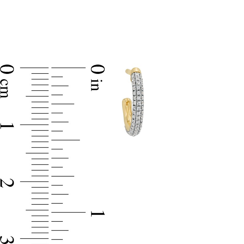 Main Image 3 of 1/8 CT. T.W. Diamond Multi-Row J-Hoop Earrings in 10K Gold