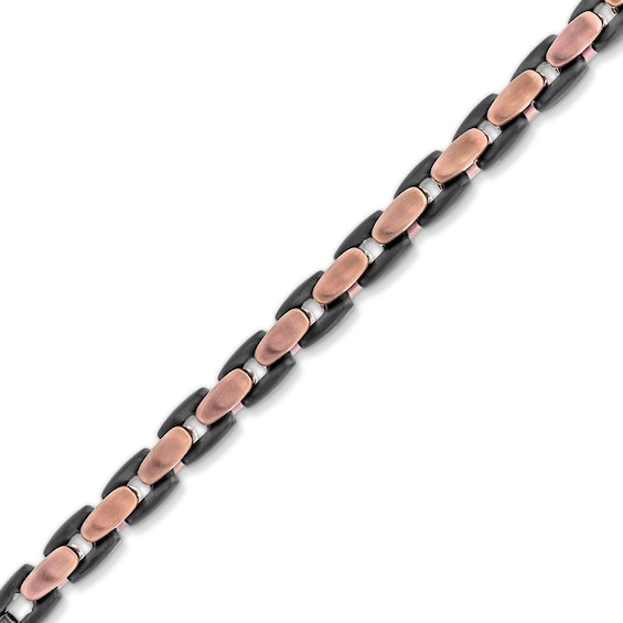Menâs H-Link Bracelet in Stainless Steel with Black and Brown Ion Plate - 9â