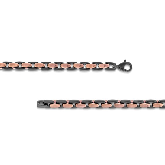 Menâs H-Link Bracelet in Stainless Steel with Black and Brown Ion Plate - 9â