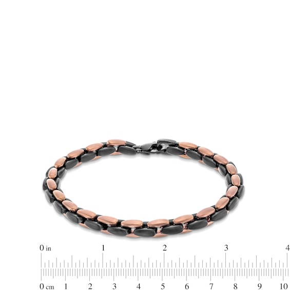 Menâs H-Link Bracelet in Stainless Steel with Black and Brown Ion Plate - 9â