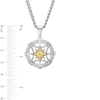 Thumbnail Image 2 of Men’s 1/8 CT. T.W. Diamond Compass Pendant in Stainless Steel with Yellow Ion Plate - 24”