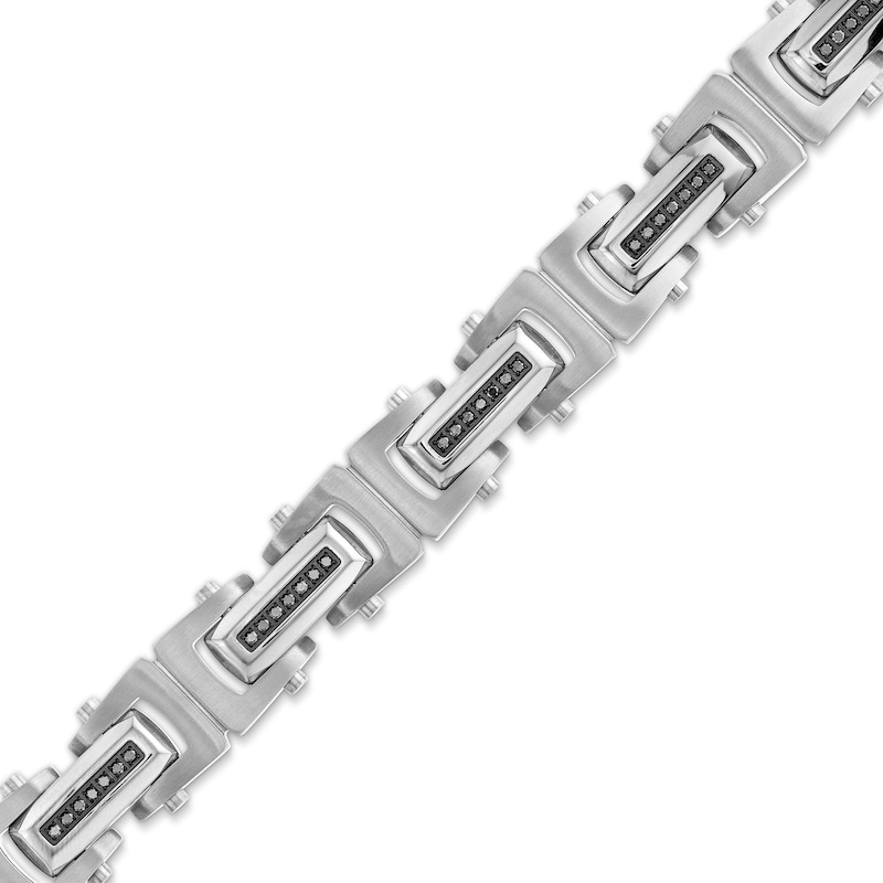 Main Image 1 of Men’s 1/2 CT. T.W. Black Diamond 12.5mm Bracelet in Stainless Steel with Black Ion Plate- 8.5”