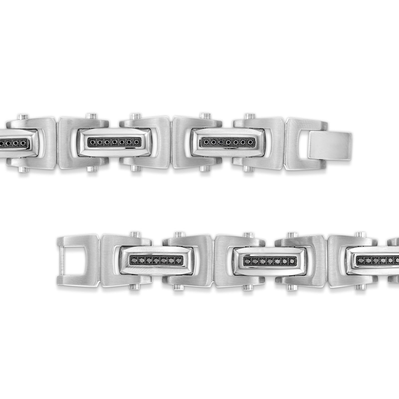 Main Image 2 of Men’s 1/2 CT. T.W. Black Diamond 12.5mm Bracelet in Stainless Steel with Black Ion Plate- 8.5”