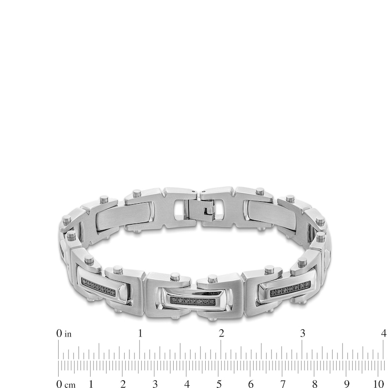 Main Image 3 of Men’s 1/2 CT. T.W. Black Diamond 12.5mm Bracelet in Stainless Steel with Black Ion Plate- 8.5”