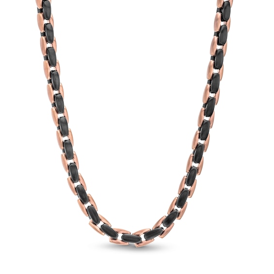 Men's 6.4mm H-Link Chain Necklace in Stainless Steel with Black and Brown Ion Plate - 24"