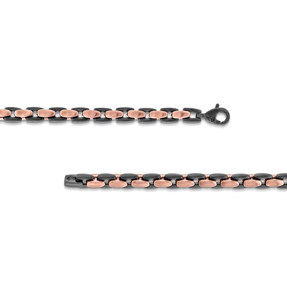 Men's 6.4mm H-Link Chain Necklace in Stainless Steel with Black and Brown Ion Plate - 24"