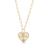 Thumbnail Image 1 of 1/10 CT. T.W. Diamond Border "MAMA" Heart Necklace in Sterling Silver with 14K Gold Plate