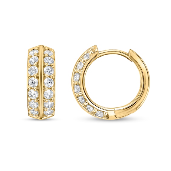 1 CT. T.w. Certified Lab-Grown Diamond Double Row Huggie Hoop Earrings in 14K Gold (F/Si2)