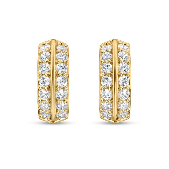 1 CT. T.w. Certified Lab-Grown Diamond Double Row Huggie Hoop Earrings in 14K Gold (F/Si2)