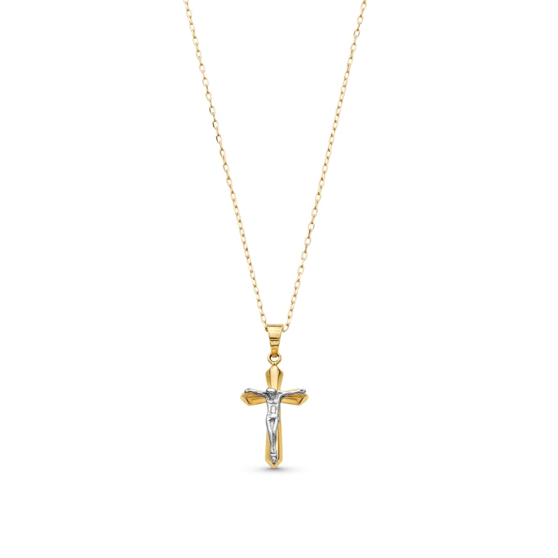 Main Image 1 of Flared Crucifix Pendant in 14K Two-Tone Gold