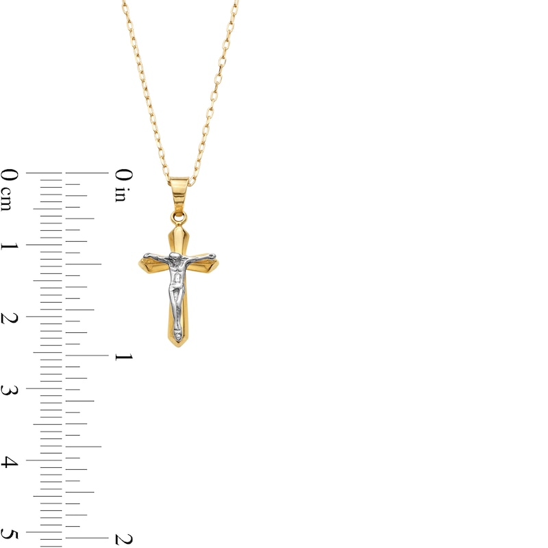 Main Image 3 of Flared Crucifix Pendant in 14K Two-Tone Gold